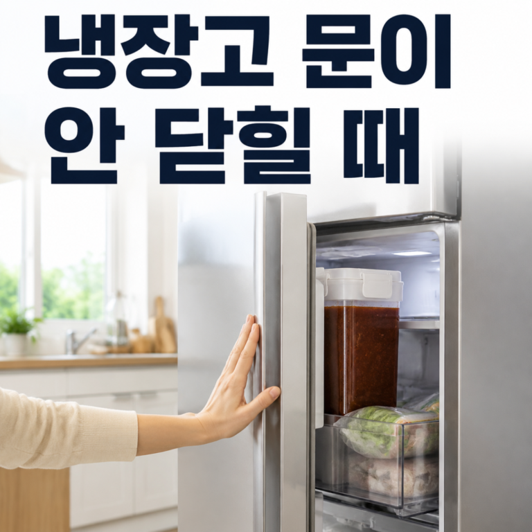 냉장고 문이 안 닫힐 때|음식 걸림·고무패킹·수평 점검