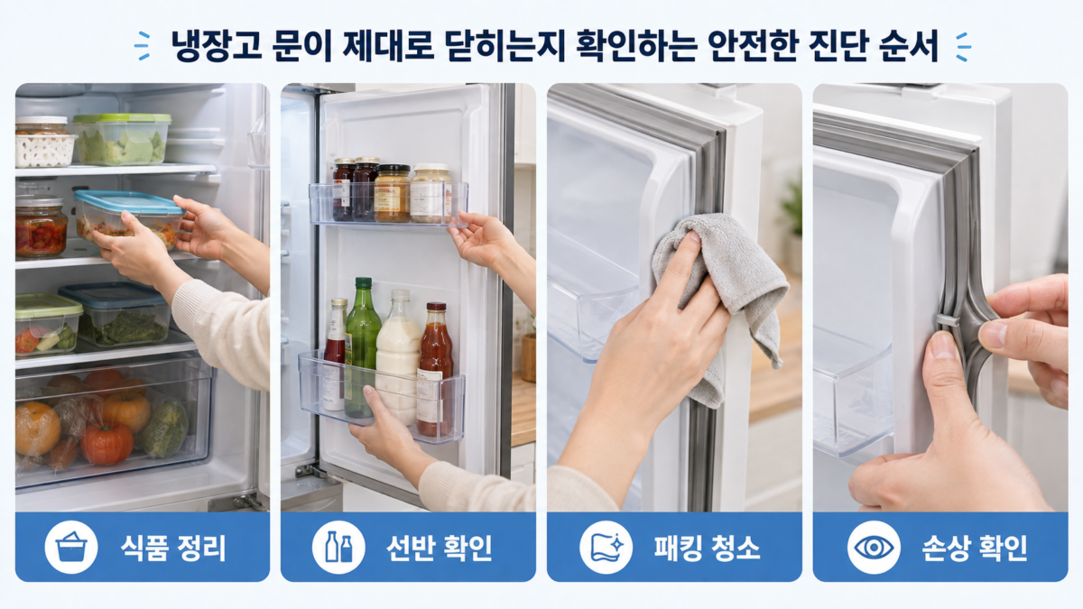 냉장고 문 밀폐 점검 순서