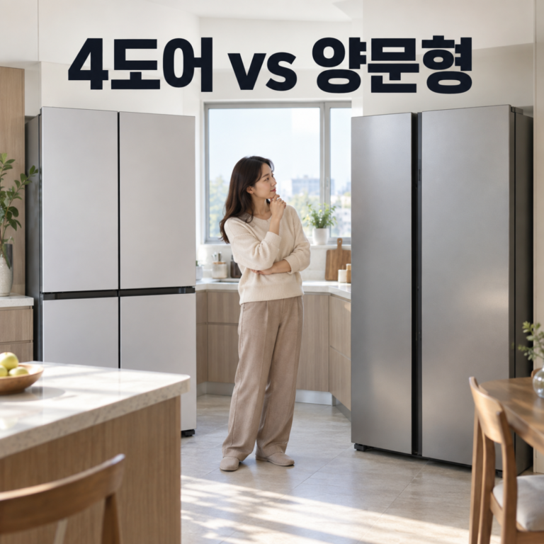 냉장고 4도어 양문형 차이, 수납·동선·설치공간 비교