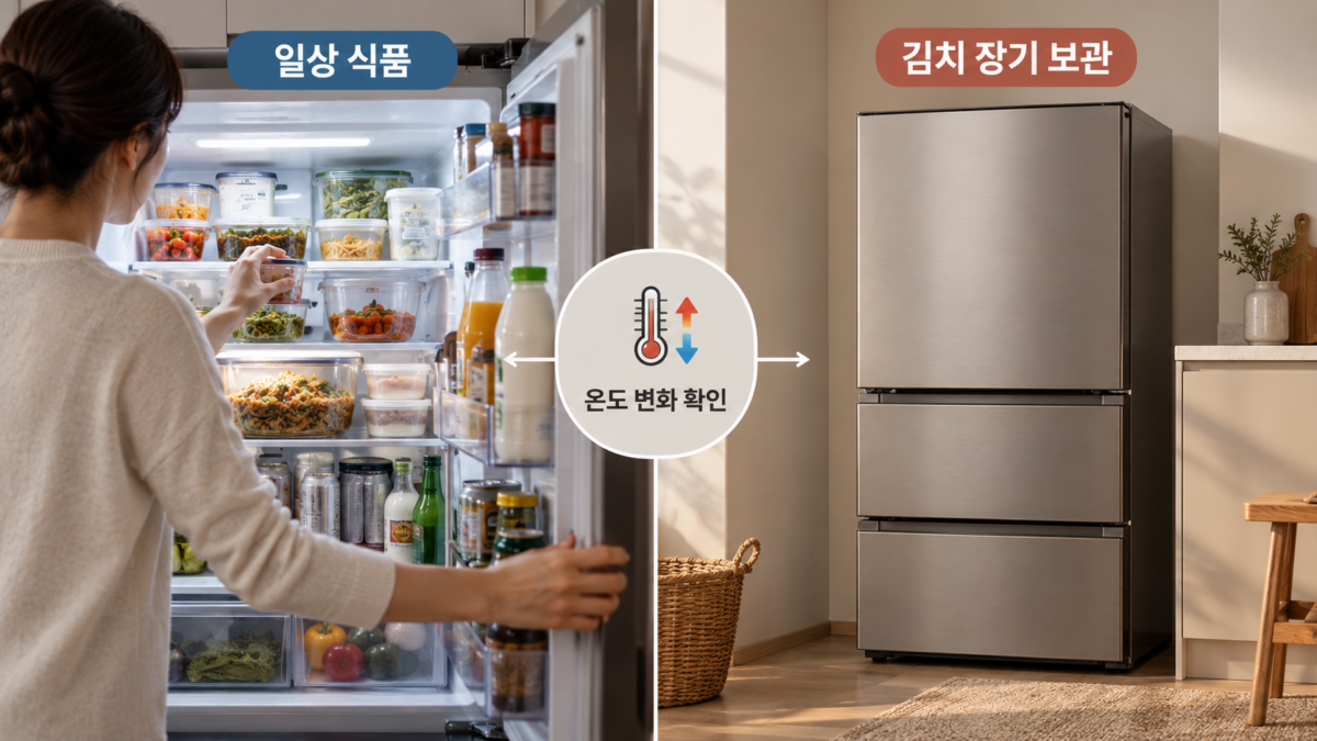 온도 변화와 보관 목적 비교