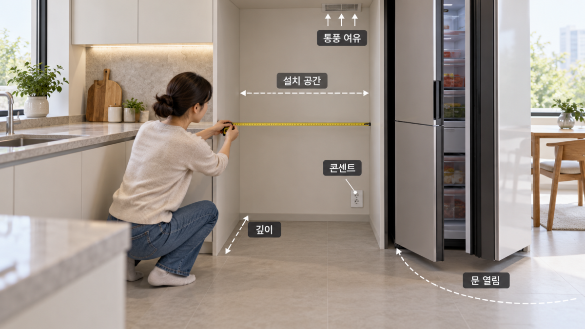 설치공간과 문 열림 확인