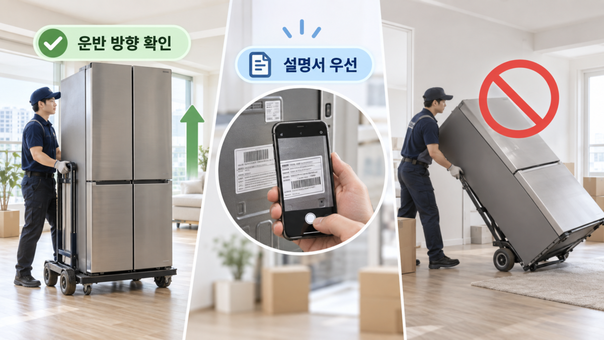 세워서 운반과 눕혀 운반 구분