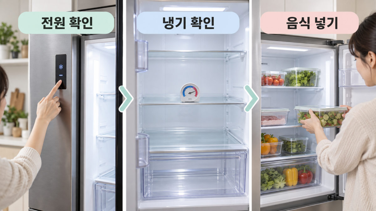초기 냉기와 정상 완료 확인